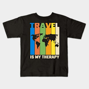 Travel is my therapy Kids T-Shirt